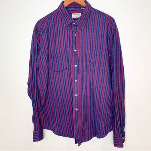 VTG Oakton Ltd. Striped Western Flannel Buttom Down Shirt XL Tall XLT